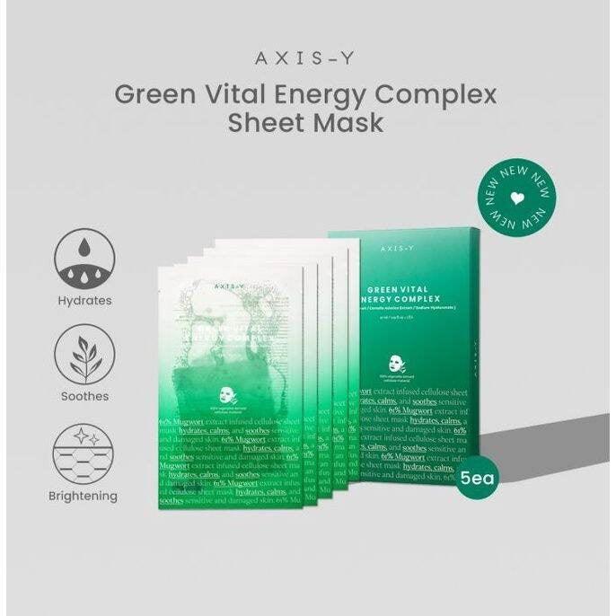 AXIS-Y 61% Mugwort Green Vital Energy Complex Sheet Mask 27ml x 5pcs (FACE MASK)