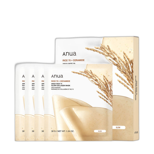 ماسك Anua Rice 70 Glow Collagen 38 جم × 4 قطع