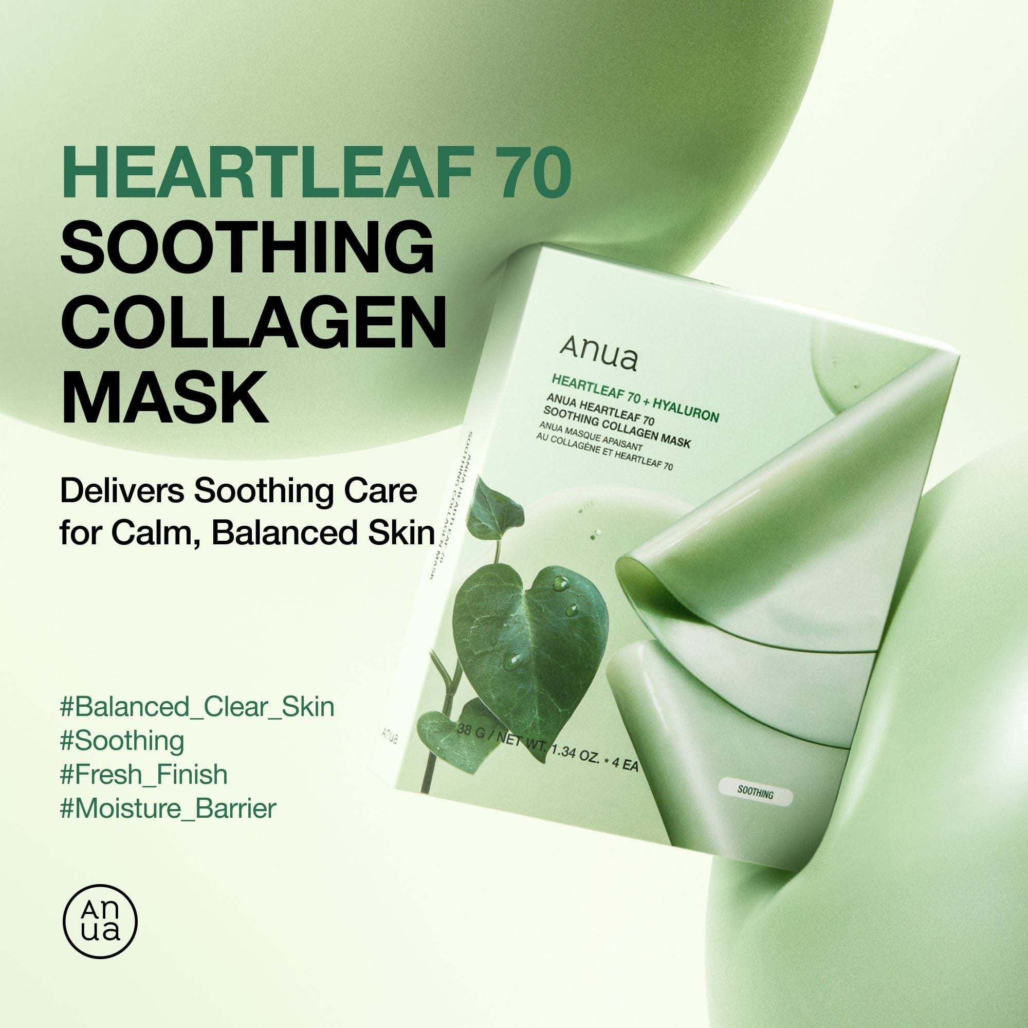 ANUA Heartleaf 70 Soothing Collagen Mask 38g X 4ea