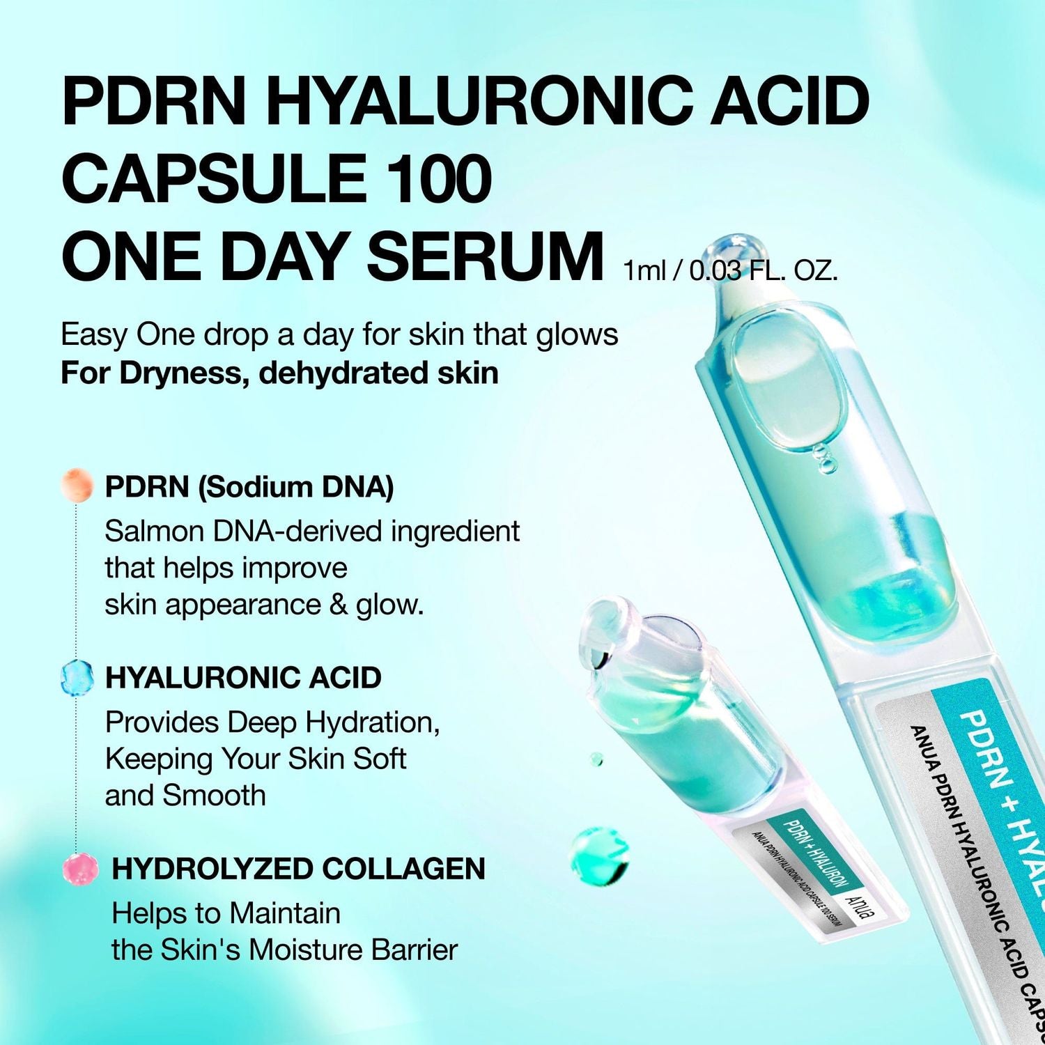 Anua PDRN Hyaluronic Acid Capsule 100 Serum 1ml X 10ea