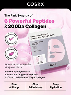 COSRX The Peptide Collagen Lifting Glow Hydrogel Mask 34g X 3ea, image 3