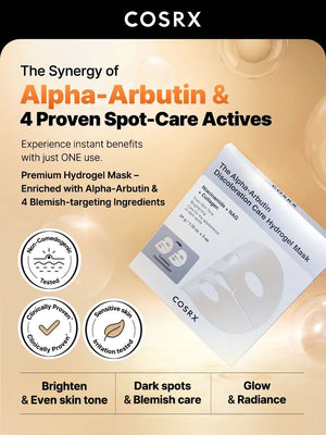 COSRX The Alpha-Arbutin Discoloration Care Hydrogel Mask 34g X 3ea, image 3