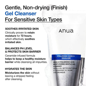 Anua 8 Hyaluronic Acid Moisturizing Gentle Gel Cleanser 150ml, image 3