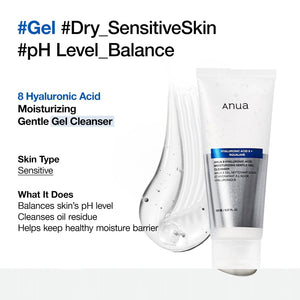 Anua 8 Hyaluronic Acid Moisturizing Gentle Gel Cleanser 150ml, image 7