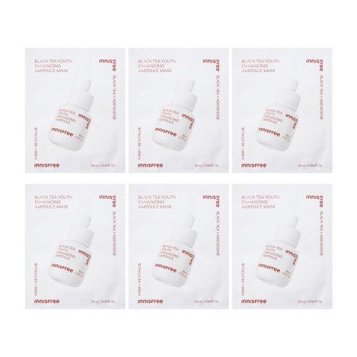 innisfree Black Tea Youth Enhancing Ampoule Mask 28ml X 6ea (Facial Mask)
