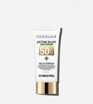 MEDIPEEL Active Silky Sun Cream SPF50+ PA+++ packaging and details