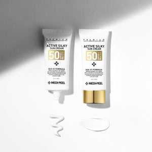 MEDIPEEL Active Silky Sun Cream SPF50+ PA+++ close-up view