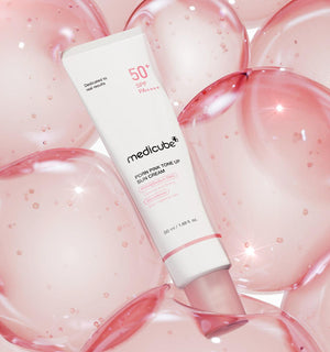medicube PDRN Pink Tone Up Sun Cream packaging and details