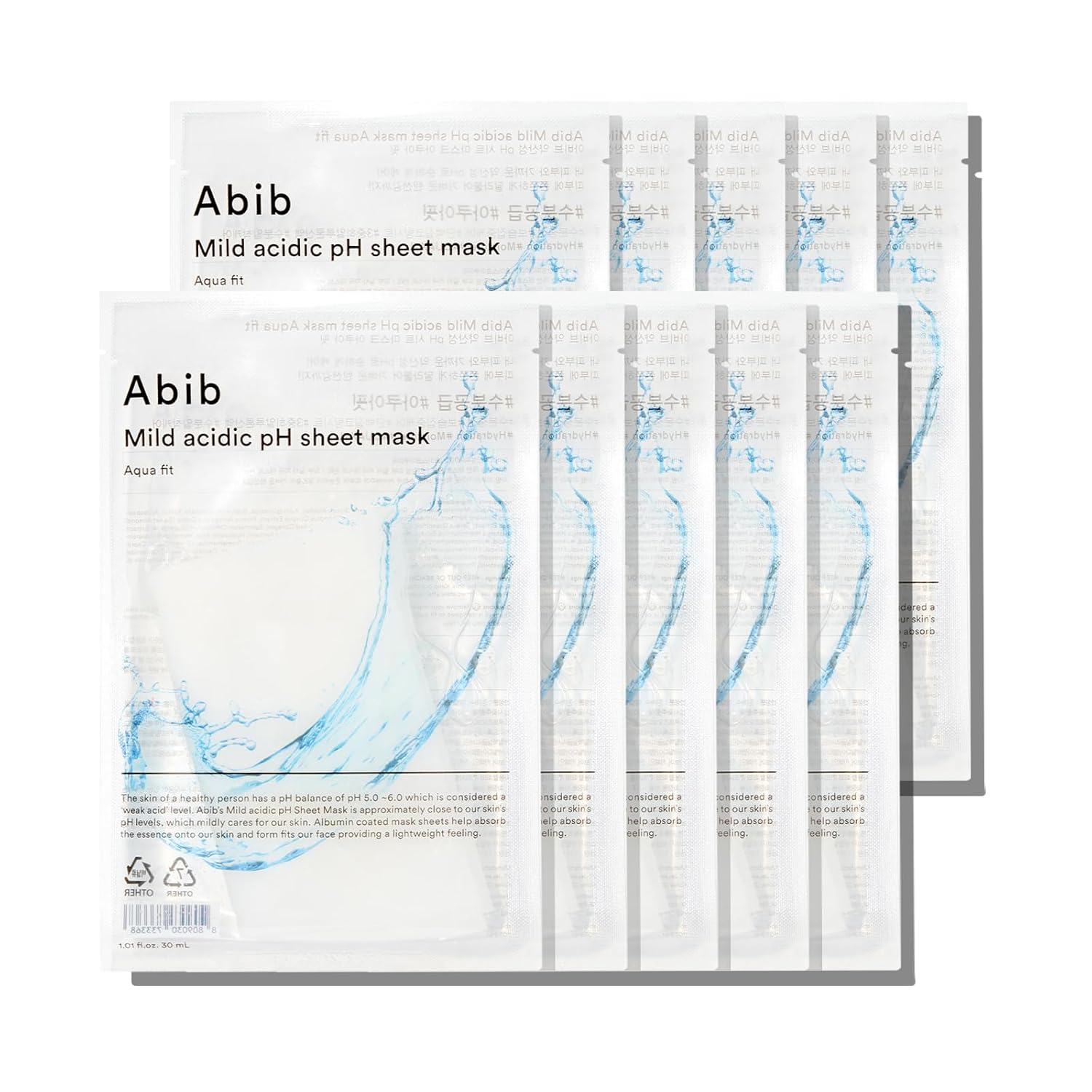Abib Mild Acidic pH Sheet Mask Aqua Fit 30ml X 10ea (Facial Mask)