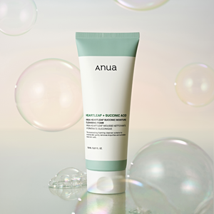 Anua HEARTLEAF SUCCINIC MOISTURE CLEANSING FOAM packaging and details