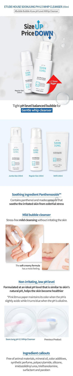 ETUDE SoonJung pH 6.5 Whip Cleanser 150ml, image 4