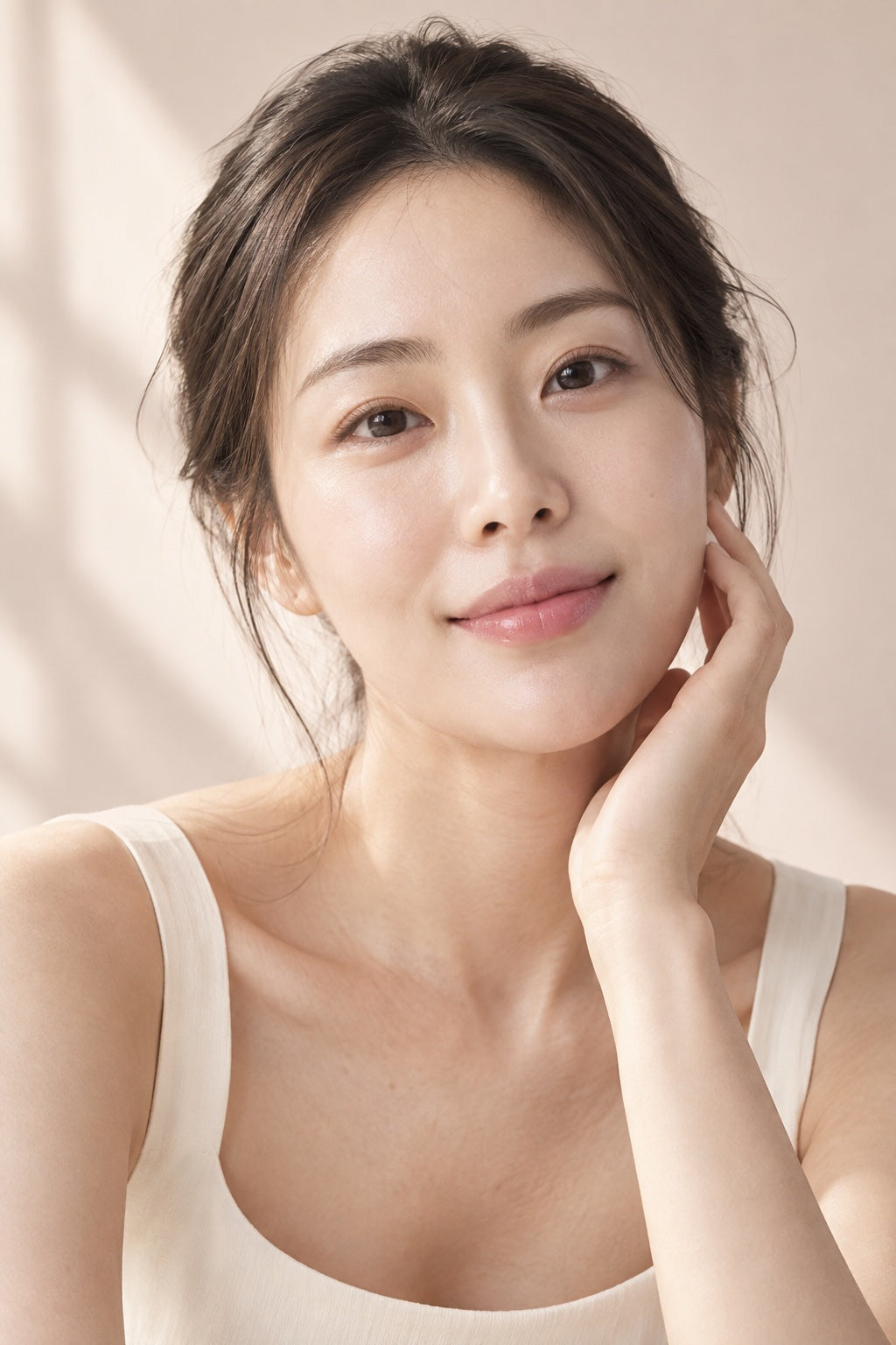 A fresh, natural skincare look in soft daylight